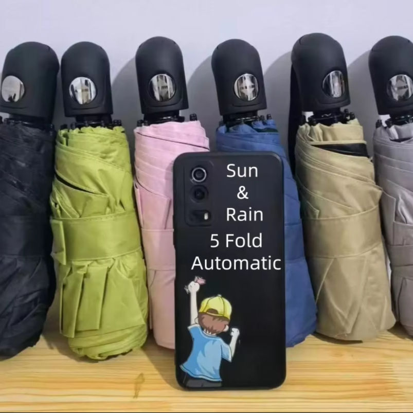 5 Fold Automatic Mini UPF50+ Travel Umbrella