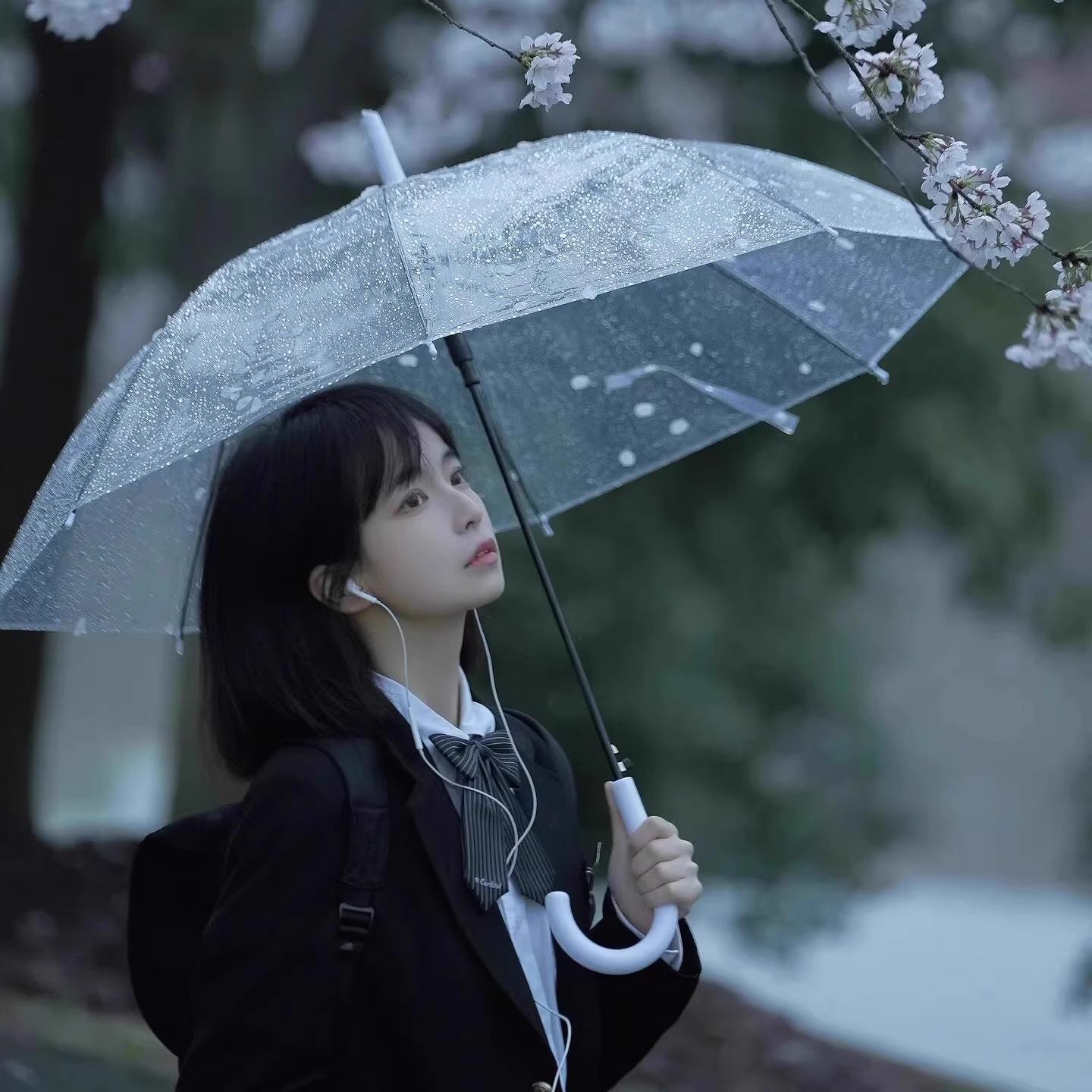 Clear Straight Handle Umbrella with Logo